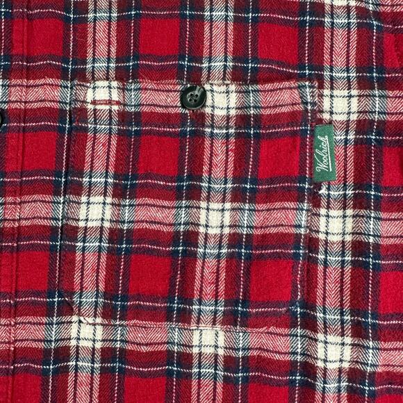WOOLRICH Mens Large Red Plaid Flannel Button Down Shirt Long Sleeve VTG Y2K - Picture 9 of 12